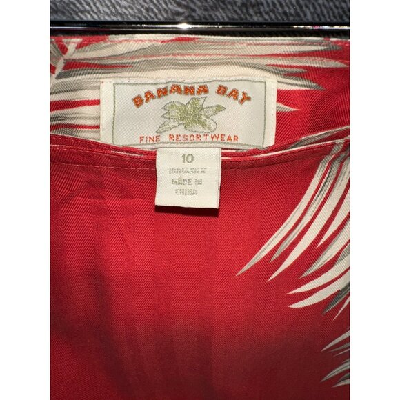 Banana Bay Fine Resortwear 100% Silk Orange Wrap Skirt with Tropical Leaves Size - Picture 4 of 4